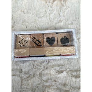 4 Wooden Classroom Rubber Stamps Teacher Supply Star Pencil Heart Apple